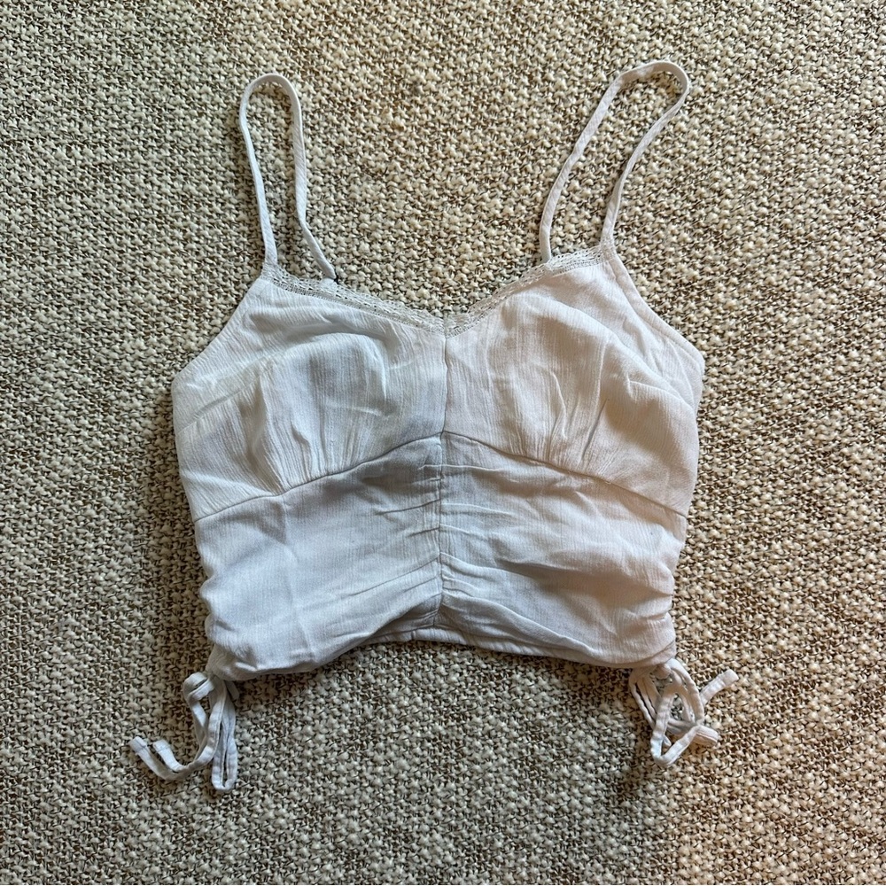 Hollister White Ruched Tank Top